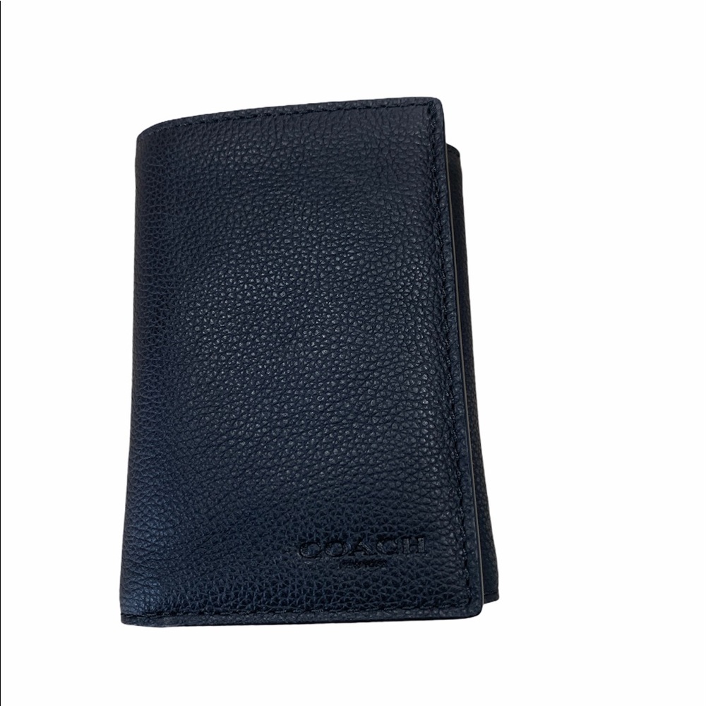 COACH black trifold leather wallet
